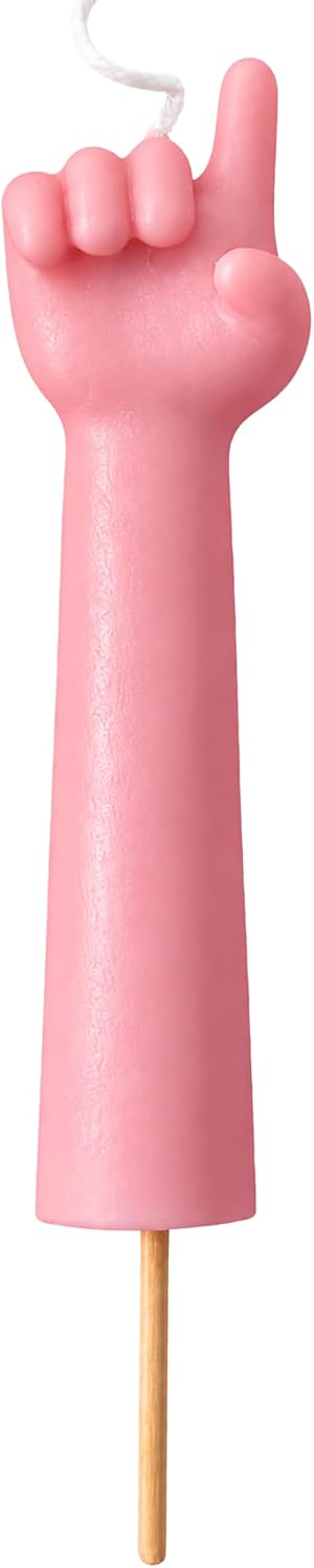 Number 1 hand gesture birthday candle