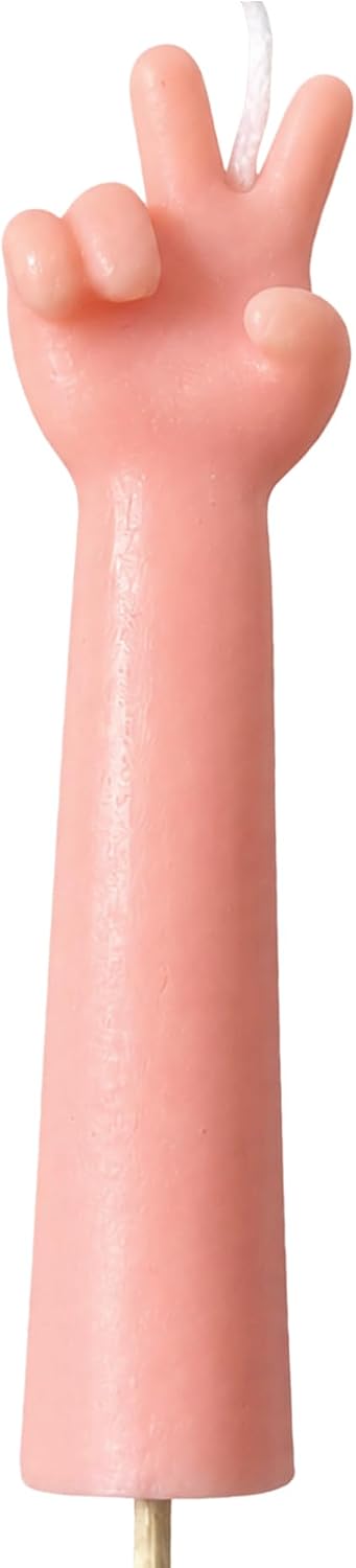 Number 2 hand gesture birthday candle