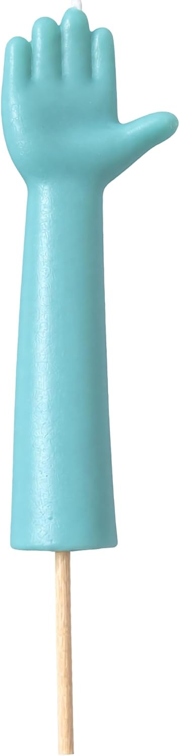 Number 5 hand gesture birthday candle