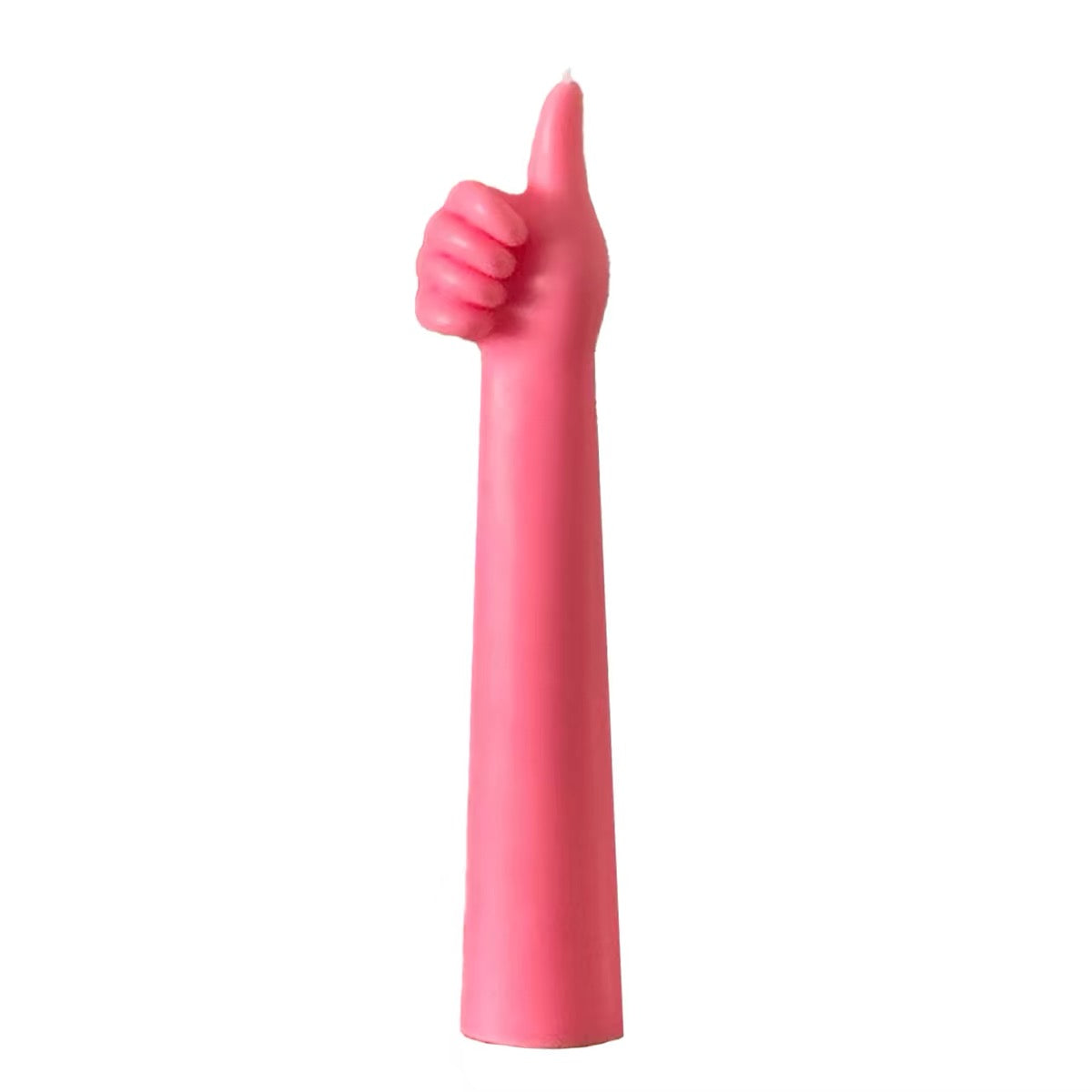 WoooW thumbs-up sculptural candle in Hot Pink